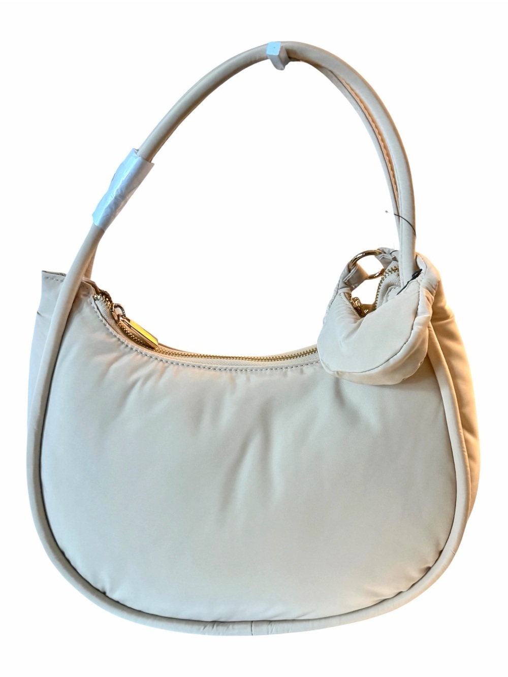 On 34th Harlowwe Nylon Puffer Hobo  Crescent Shoulder Bag Cold Cream NWT